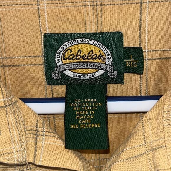 Cabela’s Yellow Short Sleeve Button Down Mens Large - Picture 3 of 5